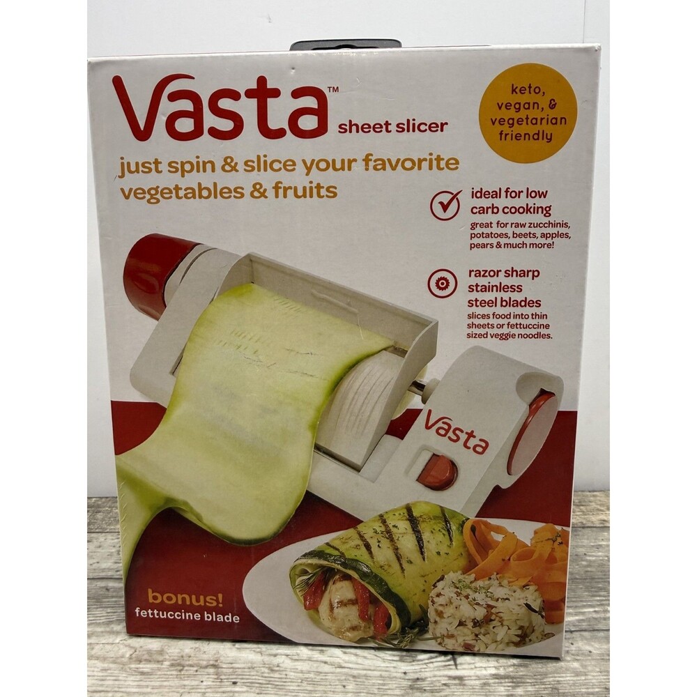 Vasta Sheet Slicer   - BPA-Free Veg/Fruit Slicer w/ Fettuccine Blade NEW IN BOX